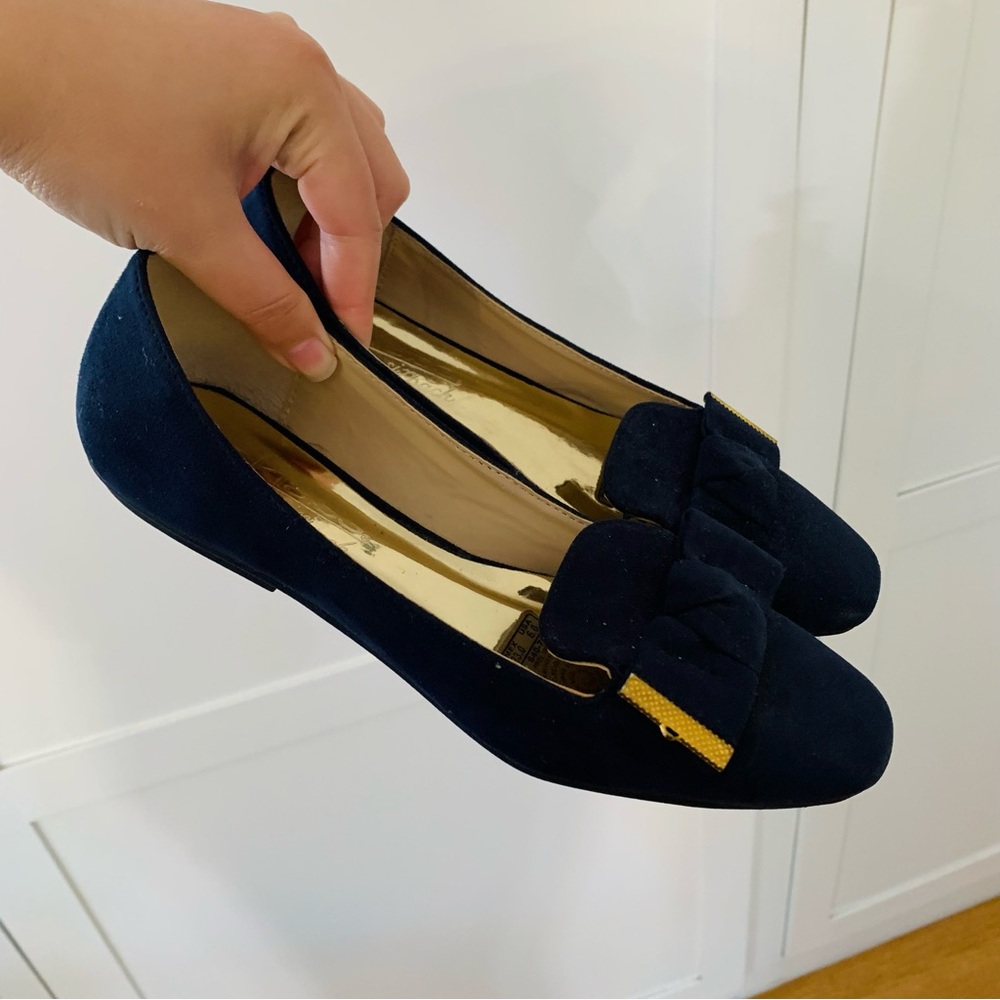 Cklass Navy Blue Felt Bow Rounded Flat Size 6